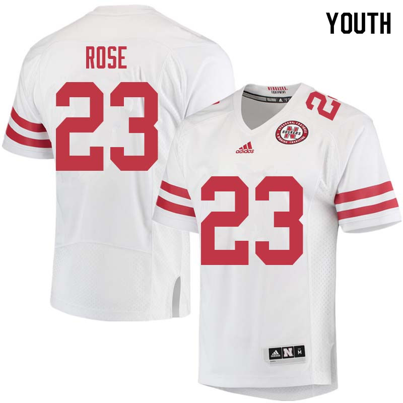 Youth #23 Austin Rose Nebraska Cornhuskers College Football Jerseys Sale-White - Click Image to Close